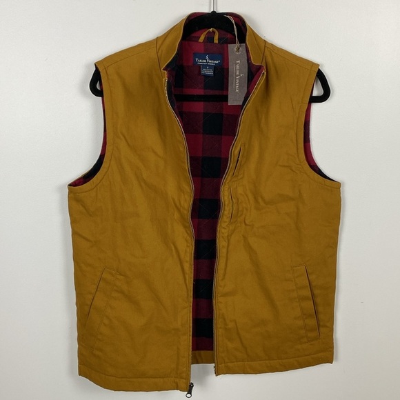 Tailor Vintage Quilted Flannel Lined Full Zip Vest Bronze Brown size small - Picture 7 of 13